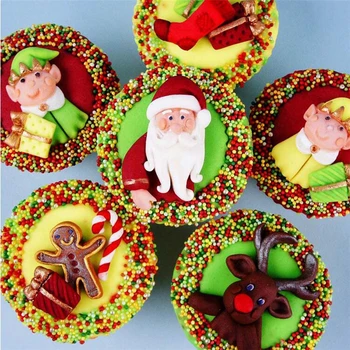 Vianočné Série Santa Claus Jeleň Tvarované Silikónové Tortu Formy Fondant Cake Decoration Nástroj Čokoláda Pečenie Nástroj