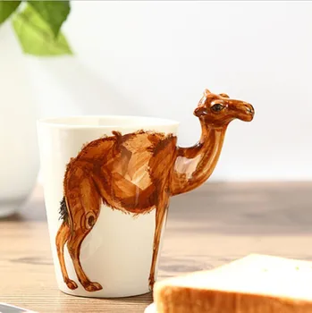 Vianočný darček Keramické káva, mlieko, čaj hrnček 3D 12 zvierat tvar Ručne maľované Jeleň Žirafa Jeleň Lev, Opica, Pes Slon pohár