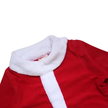 Vianočný Kostým Dieťa Jumpsuit Dieťa Santa Claus Cosplay Dlhý Rukáv Remienky+Hat +Zimné Fúzy Toddle Obleky 3 KS