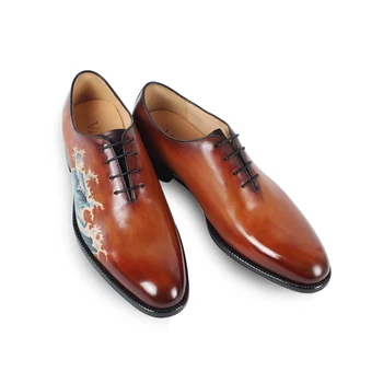 Vikeduo ručné značky vintage Módy Návrhár luxusných Party dance Svadobné mužské Šaty topánky Originálne Kožené pánske Oxford Topánky