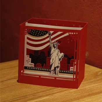 Vintage 3D Pop-UP Papier Laserom Rezané Pohľadnice Kreatívne Ručné New York Pohľadnice Narodeniny Festival Darček