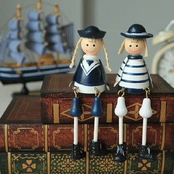 Vintage Domov Dekor Drevo Plavidlá Artesanato Navy Visí nohy bábika darček ozdoby miniaturas manualidades Maľovanie miniatúrne Bábiky