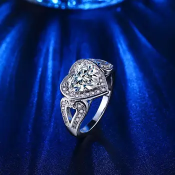Vintage drahokamu šperky srdce kamenné prstene pre ženy snubný prsteň biele 925 sterling silver zapojenie crystal anillos DD193