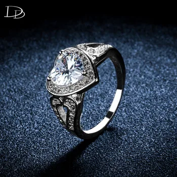 Vintage drahokamu šperky srdce kamenné prstene pre ženy snubný prsteň biele 925 sterling silver zapojenie crystal anillos DD193