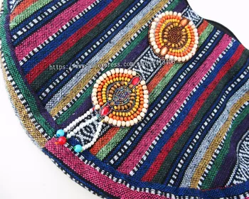 Vintage hmong Boho Tribal Etnických Thajskej, Indickej Boho strane taška messenger kabelku taška hobo tote bag pom perličiek výbava sys-1015