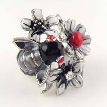 Vintage Kvetinový Smalt Krúžok pre Ženy Strany Šperky Koktail Krúžky Kvet Bee Koktail Hmyzu krúžkami Callier Femme Rn-383