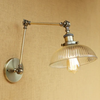 Vintage Loft Priemyselné nástenné svietidlo sklenené tienidlo zadarmo upraviť dlho otočné rameno pre obývacej izby, spálne, reštaurácia, bar LED E27
