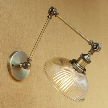 Vintage Loft Priemyselné nástenné svietidlo sklenené tienidlo zadarmo upraviť dlho otočné rameno pre obývacej izby, spálne, reštaurácia, bar LED E27
