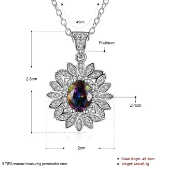 Vintage náhrdelník 925 Sterling Silver Prekrytie Mystic Rainbow Cubic Zirconia Náhrdelníky, prívesky pre ženy šperky P2026