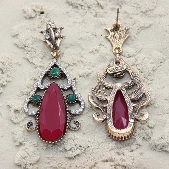 Vintage Náušnice Kvetinový Dizajn Zlato Bijoux Pre Ženy Starožitné Turecký Femme Nádherné Šperky Z Indie Kvalitné Crystal
