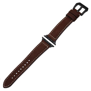 Vintage Pravé Hovädzie Kože Watchband pre Apple Hodinky iWatch 38mm 42mm Series 3 2 1 Kapely Oceľovej Pracky Popruhu Príslušenstvo Náramok