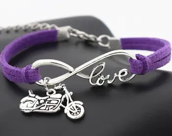 Vintage Striebro Love Infinity Velvet Náramok Motocykel Kúzlo Zábal Náramok &Náramok Ženy Šperky Výrobu Handmade Náramok