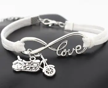 Vintage Striebro Love Infinity Velvet Náramok Motocykel Kúzlo Zábal Náramok &Náramok Ženy Šperky Výrobu Handmade Náramok