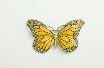 Vintage Yellow Motýľ Broach pre ženy šaty Modrej Kamienkami Harajuku Krištáľové Šperky Broaches Mujer Dekorácie X0838