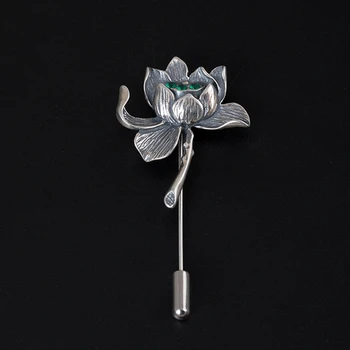 Vintage čistý 925 sterling silver lotus Zirkón brošne robiť dávnych dizajn výročie svadby jednoduché brošňa pre ženy šperky