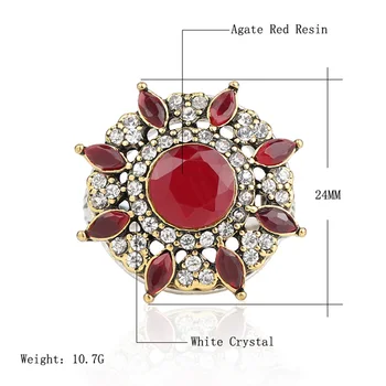 Vintage Šperky Pre ženy Multicolor Živice Rakúskych Kryštálov Dvojitý Krúžok Farebné Módne Doplnky Strany