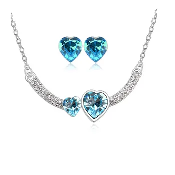 Vintage Šperky Sady Rakúskeho Kryštálu Náhrdelník Eaarrings Srdce Tvar Príslušenstvo Pre Ženy, Svadobné Party