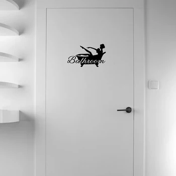 Vinyl Stenu Lady Kúpeľňa Dvere samolepky na Stenu Domova Wc Odtlačkový DIY Vymeniteľné Umenie, nástenné Maľby JG2402