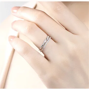 Visisap Jednoduché Tenké Ázia Prstene pre Ženy cubic zirconia snubný prsteň Biele Zlato farba Krúžok Módne Šperky Dropshipping VSR144