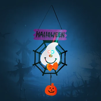 Visí Vitajte Prihláste sa pre Dvere s LED Svietiace Halloween Dekorácie Cobeweb s Tekvicové Čarodejnice Ghost pre Bar House Party Textílie