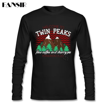 Vitajte Na Twin Vrcholy T-shirt pánske Dlhý Rukáv CrewNeck Bavlna Najlepší Dizajn Muži Košele 3XL
