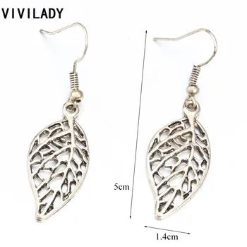 VIVILADY Trendy 3D Leaf Visieť Drop Náušnice Antique Silver Farba Duté Sa Ženy, Dievčatá Brincos Šperky Príslušenstvo Strana Dary