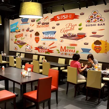 Vlastná Veľkosť Fotografie 3D Sushi nápoje nástenná maľba reštaurácia, snack bar pozadí steny kaviarni kuchyňa čaj dom tapety nástenná maľba