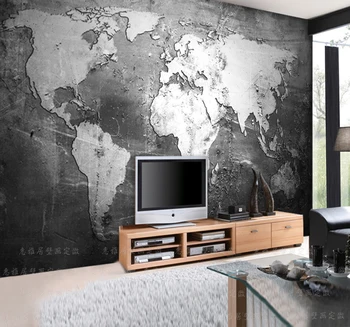 Vlastná Veľkosť Fotografie retro osobnosti sveta mapa nástenná maľba TV obývacia miestnosť, Bar, Kaviareň v pozadí čierna biela nostalgické tapety nástenná maľba