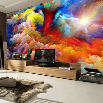 Vlastné 3D Farebné Mraky Foto Tapety Pre Obývacia Izba 3D Veľké Nástenné Maľby Moderné Tvorivé Tapety Na Stenu TV Pozadie