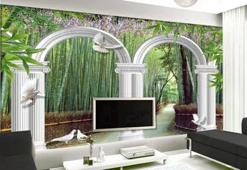 Vlastné 3d fotografie na stenu papier Bambusová Záhrada Biela Oblúky 3d tapeta pre moderné obývacia izba nástenné maľby