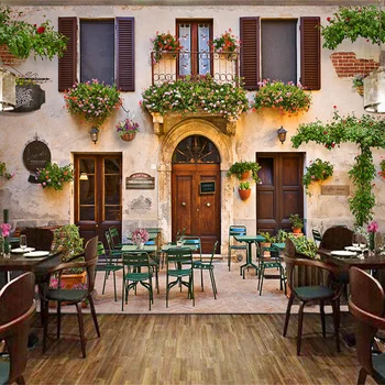Vlastné 3D Fotografie Tapetu v Európskom Štýle Retro Street Cafe Restaurant Pozadie Nástenné Dekorácie na Stenu Papier Abstraktných De Parede Sala