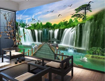 Vlastné 3D tapety na steny 3 d nástenné maľby, tapety Vodopád krajiny nástenné maľby v pozadí na stenu 3d spálňa tapety