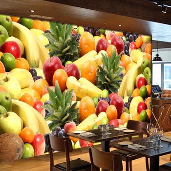 Vlastné foto tapety 3D čerstvé ovocie, zelenina nástenné maľby šťavy, obchod, supermarket, reštaurácia, jedáleň tapety nástenná maľba