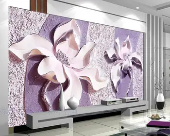 Vlastné nástenné 3d Fialová plastický orchidea TV, Spálňa, obývacia izba Pozadí nástennú maľbu kaviareň tapety