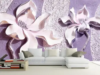 Vlastné nástenné 3d Fialová plastický orchidea TV, Spálňa, obývacia izba Pozadí nástennú maľbu kaviareň tapety