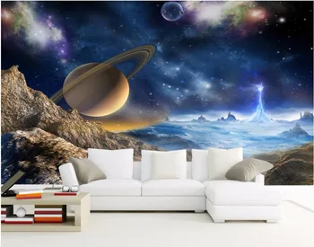 Vlastné nástenné 3d tapeta vesmír, hviezdy, planéty v slnečnej sústave maľovanie 3d nástenné maľby, tapety pre obývacia izba steny 3 d