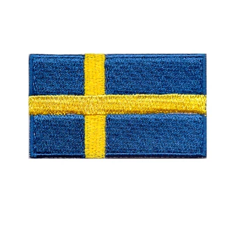 Vlastné patch švédskej vlajky 2.5inchWx1.5inchH rez horúce železo on EMB nízka kvalita dobré počítačové vyšívanie