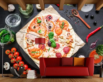 Vlastné Pizzu Paradajky Sausag Potravín foto tapety obývacia izba bar KTV pozadí obývacia izba, kuchyňa 3d nástenná maľba abstraktných de parede