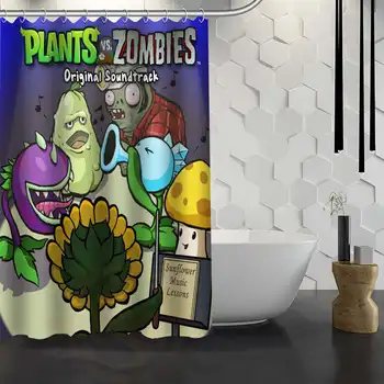 Vlastné Rastliny Vs Zombie Sprchový Záves Nepremokavé tkaniny Tkaniny, Vaňa Opony pre Kúpeľňa WJY1.17