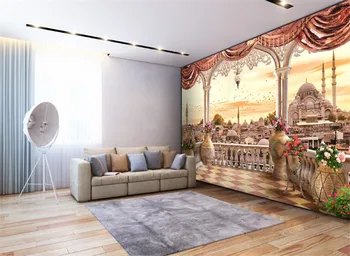 Vlastné veľké moderné 3d non-tkané nástennú maľbu, tapety balkón tureckej krajiny 3d TV obývacia izba gauč pozadí domova