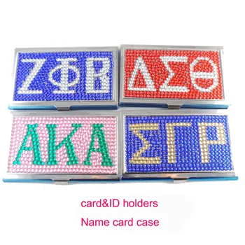 Vlastné ZETA PHI BETA Sorority crystal karty prípade roztomilý držiteľa karty šperky business namecard prípade