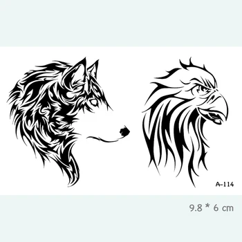 Vlk Eagle Nepremokavé Dočasné Tetovanie Samolepky pre Dospelých, Deti, Body Art Falošné Tetovanie pre Ženy, Mužov, Tetovanie A-114