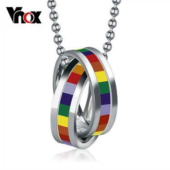 Vnox 10pcs/veľa Veľkoobchod LGBT Rainbow, Náhrdelníky, Prívesky z Nehrdzavejúcej Ocele Gay Pride Šperky zadarmo Reťazca
