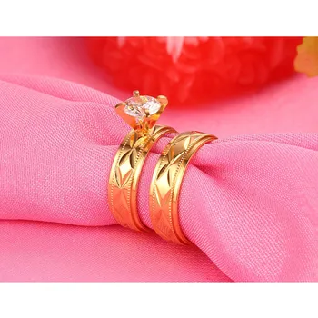 Vnox CZ Kameň Zásnubné Prstene pre Páry Gold-farba Crystal Ženy/Muži
