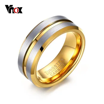 Vnox Volfrámu Prstene pre Mužov Šperky 8mm Punk Mužov Krúžok Dar Zlata-farebná