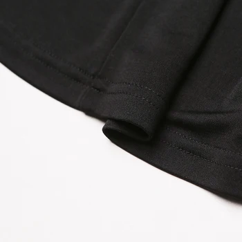 VOA 2017 Jeseň Fashion Klasické Pevné Čierne Jednoduché Vysoký Golier Slim Pletené Šaty Jeseň Plus Veľkosť Stručný Ženy Hodvábne Šaty A7335