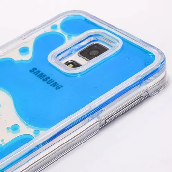 Vonada Roztomilý obal pre Samsung Galaxy S5 Unikátne Plávajúce Plávanie Kvapaliny Gumená Kačička Modrá Voda PC Pevný Telefón puzdro