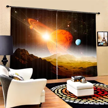 Vonkajší priestor Galaxy Luxusné Zatmenie 3D Závesy Pre Obývacia izba posteľná bielizeň izba Office Závesy Cotinas para sala