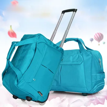 Vozík Prenosné cestovné batožiny mužov cestnej vytiahnite tyč módne ženy batožiny cestovné tašky s kolesami cez noc tašky ženy batoh