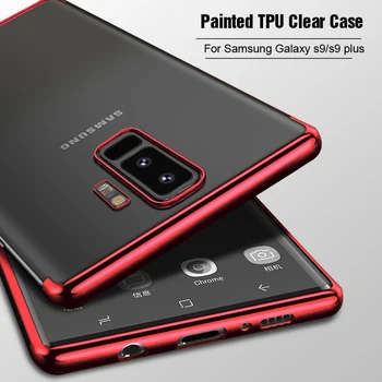 Vpower Pokovovanie Jasné TPU puzdro Pre Samsung Galaxy S9 Slim Tenký Silikónový obal Pre Samsung Galaxy S9 Plus Priehľadný Zadný Kryt